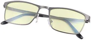 Blue Light Blocking Glasses Gaming Computer Gamer Eyeglasses for Women Men Anti-Fatigue Anti Glare UV Protection & Eyestrain Spring Hinge Full-rim Metal Frame Game Eyewear Lightweight Spectacles