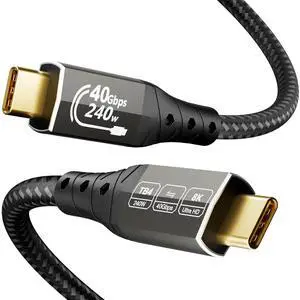 ZIKNYDO 40Gbps for Thunderbolt 4 Cable 6.6FT/2m, USB 4 Data Cable, 8K/4K USB C Display, 240W Charging Thunderbolt Cable, for Thunderbolt 3, iPhone 16 Series, SSD, MacBook, eGPU, Monitors, Laptops