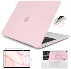 Teryeefi Matte Hard Case Compatible with MacBook Air 13 inch Case A2337 A2179 A1932 with Retina Touch ID 2021 2020 2019 2018 Release with Keyboard Cover + Screen Protector + Dust Plug,Chalk Pink