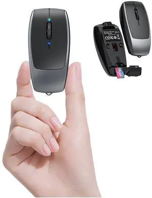 Wireless Mouse Mini Small Finger Bluetooth Mouse with TF Card Reader,Silent Pocket Portable Handheld Tiny Compact USB Travel Optical Mice for PC Laptop Computer MacBook Tablet Kids Women Men Gift