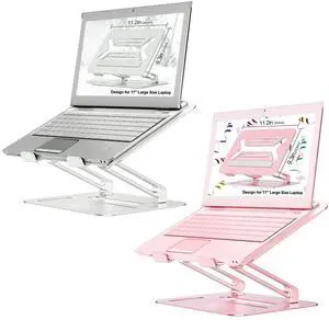 Urmust Adjustable Laptop Stand for Desk Silver + Rose Gold 2 pcs a Bundle