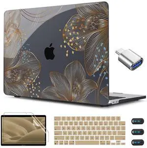 CISSOOK Gorgeous Flower Case for MacBook Air 13.6 inch M4 M3 M2 2025 2024 2022 Release, Hard Shell Case with Keyboard Cover +Screen Protector for MacBook Air 13 inch A3240 A3113 A2681