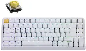 JamesDonkey J1 Low-Profile Wireless Mechanical Keyboard - QMK/VIA RGB Backlit, 2.4G/Bluetooth/USB-C Triple Mode, 75% Layout PBT Keycaps, Banana Tactile Switch, Mac/Win/Linux Compatible - White