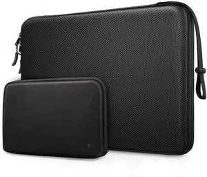 FINPAC Hard Laptop Sleeve with Accessory Pouch Compatible with 15.3 inch MacBook Air M4 M3 M2 2025 2024, 16.2 inch MacBook Pro M4/M3/M2/M1 Pro/Max, Waterproof Case for Surface Laptop/Book, Black
