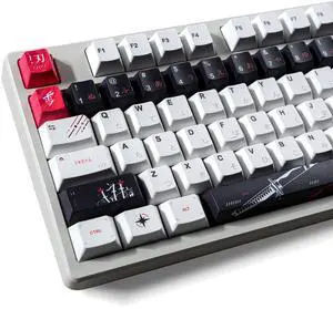 Hkfos XVX Japanese Keycaps- Premiun PBT White Keyboard Keycaps, Dye Sublimation Bow Keycap Set with Cherry Profile,134 Keys Keycap Suitable for 60% 65% 75% 80% 100% Layout Mechanical Keyboard