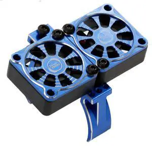 Powerhobby 1/10 Car/Truck Aluminum Heatsink 30mm Twin Turbo Cooling Fans with Motor Mount (Blue)