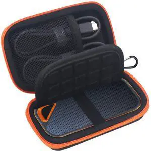 Lacdo Hard Carrying Case for SanDisk Extreme Pro/SanDisk Extreme Portable External SSD 500GB 1TB 2TB 4TB 8TB USB-C Solid State Drive Shockproof Water Repellent Protective Storage Travel Bag, Orange