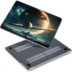 Yebiseven for MacBook Air 15 M4/M3/M2 Case 2025 2024 2023 A3241/A3114/A2941, Hard Shell Laptop Case with Keyboard Cover & Screen Film & OTG Adapter & Webcam Cover, Space Planets