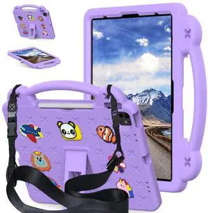 AKABEILA Compatible with ONN 10.1(GEN3) 2022(1000071485)/Amazon Fire HD 10(2021/2023)/Fire HD 10 Plus(2021/2023) Tablet Case, Kids Case with Shoulder Strap & Stand Handle Light Purple