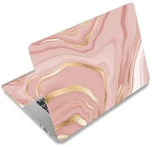 DINKY Laptop Skin Sticker Decal, 12" 13" 13.3" 14" 15" 15.4" 15.7 inch Laptop Universal Reusable Vinyl Skin Stickers Cover Art Decal Notebook PC Personalized Protector-Rose Gold Fluid
