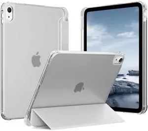 KTGGHG Case for iPad (A16) 11th Generation 11 Inch 2025, iPad 10th Generation 2022 10.9 Inch, Slim Trifold Stand Smart Case, Hard PC Translucent Back Shell Cover with Left Pencil Holder, Gray