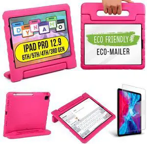 Cooper Dynamo iPad Pro 12.9 Case for Kids for iPad Pro 12.9 6th Generation Case (2022), Also Fits 5th-4th-3rd Gen (2021, 2020, 2018) | Rugged Foam, Magic Handle, Stand, Pencil Holder (Pink)