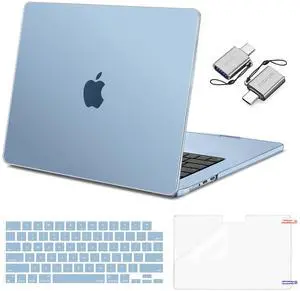 MOSISO Compatible with MacBook Air 15 inch Case 2025 2024 2023 M4 A3241 M3 A3114 M2 A2941 with Liquid Retina Display Touch ID, Plastic Hard Shell&Keyboard Cover&Screen Film&Type C, Sky Blue