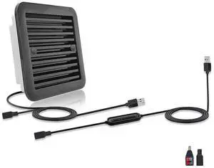 xiaoqijia 12V RV Refrigerator Ventilation Fan - Ultra Quiet 16dB, 6-Speed with Timer Function, IPX5 Waterproof, Daisy Chain Expandable - Ideal for Enclosed Trailers, Campers, Server Racks, Greenhouses