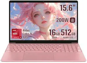 BINHENGLON 15.6 inch Laptops Computer Celeron N95 FHD 16G RAM SSD Large Screen Bluetooth 5.0 Fingerprint Laptop Ultrabook Wi-Fi 2.4GHz/5GHz, USB3.0(Rose Gold, 16G+512GB SSD)
