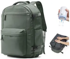 VGCUB Vacuum Backpack Travel with Electric Pump Vacpack System Storage Compression Laptop Work Business Waterproof College Weekender Bags Casual Daypack Backpacks for Women Men Green