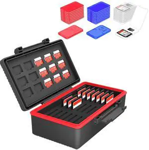 36 Slots Memory Card Holder + 24pcs Clear Memory Card Case: Camera Memory Card Holder with Clear Plastic Memory Card case