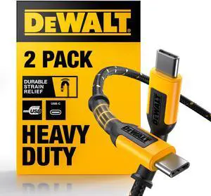 DEWALT Heavy Duty 2-Pack USB C Cable 60W, 6ft USB C to USBC Cables, Durable Nylon Braided Type-C Charger Cord, Fast Charging USBC Cables Charger for iPhone 16/15 Pro Max Samsung S25 Ultra iPad MacBook