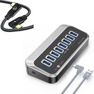 SETMSPACE USB C Cable, 7-Port USB 3.2 Gen1 Hub