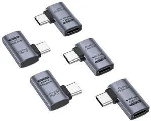 CableCreation Right Angle USB C Adapter 5 Pack, USB C Male to Female 90 Degree Adapter 40Gbps 240W Compatible with Thunderbolt 4, USB 4, Notebook, PC, Tablet, Phone and More, Right Angle