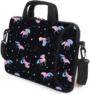 XMBFZ 15.6" laptop sleeve chromebook case adjustable shoulder strap with handle accessory pocket (unicorn) XMBFZ 15.6" laptop sleeve chromebook case adjustable shoulder strap with handle accessory pocket (unicorn)