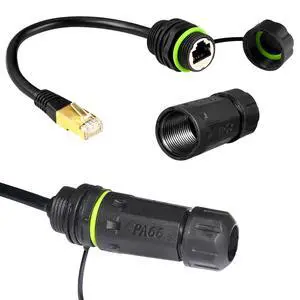 ANMBEST 2PCS M20 RJ45 Waterproof Cat6 Connector IP68 8P8C Shield Ethernet LAN Cable Connector Cat6 Network Cable Outdoor LAN Coupler Adapter Male to Female