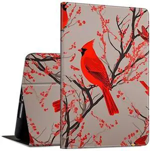 Case for All-New Kindle Fire HD 10 & 10 Plus Tablet (11th Generation, 2021 Release) 10.1" Slim Lightweight PU Leather Shock-Proof Smart Stand Cover Case with Auto Wake/Sleep,Red Cardinal Birds