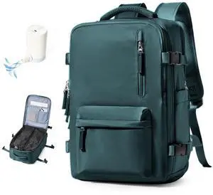 VENATIN Vacuum Backpack Travel with Pump,Spirit Airline Approved 18x14x8 Inches Personal Item Travel Bag,Water Resistant Business Work Laptop Backpack,Travel Backpack for Women & Men,Peacock blue