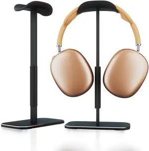 NQQNQQ Y2-Y 1PACK Aluminum Headphone Stand for Desk, Compatible with AirPods Max, Sleep Mode Support, Non-Slip Base & Soft Top Pad, Over-Ear Headset Holder. (Black)