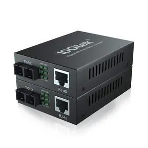 10Gtek 1.25G Gigabit MultiMode Fiber to Ethernet Media Converter, MMF Dual SC Fiber to Ethernet Copper RJ45 Converter for 10/100/1000Base-Tx to 1000Base-SX, UL Certified, up to 550-m, Pack of 2
