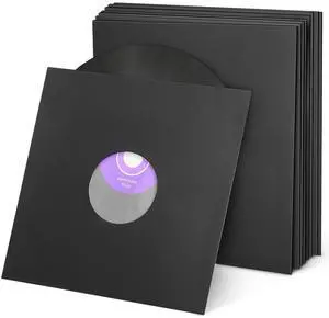 Facmogu 20PCS 12in Black Paper & Poly Lined Record Inner sleeves for LP Vinyl Records, 110gsm Paper 33 RPM Record Sleeves, Anti Static Record Storage Album Covers LP Vinyl Jacket Covers for Audiophile