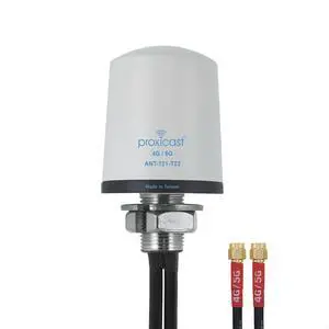 Proxicast 2x2 MIMO 5G Antenna - Vandal Resistant Low Profile Omnidirectional Through-Hole Mount - 2 ft Coax - White - Compatible with Cisco, Cradlepoint, Digi, MoFi & Others (ANT-121-T22-W-02)