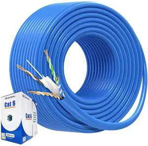 Cable Matters [UL Listed] 10Gbps CM Rated 24AWG Stranded Cat 6 Ethernet Cable - 300ft, Bare Copper, UTP, Cat6 Spool for Ethernet Patch Cable, Blue
