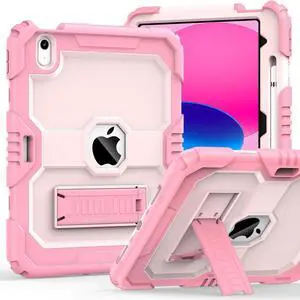 MARIWIVI Case for iPad (A16) 11th Gen 11 inch 2025/ i Pad 10th Generation 10.9 inch 2022 with Pencil Holder/Built-in Stand, Shockproof Rugged Protective Cover for iPad 11th/ 10th Gen (Pink+LP+Pink)