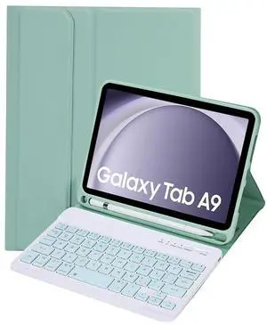 Keyboard Case for Samsung Galaxy Tab A9 8.7 Inch 2023, Detachable Keyboard with Pencil Holder, Protective Cover for Tab A9 8.7" Tablet SM-X110/X115/X117,Green