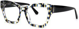 VOOGLAM Square Non Prescription Blue Light & UV400 Blocking Eyestrain Eyewear for Women in Transparent pattern Plastic Vanna