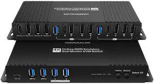 Kvm Switch 4 Monitors 2 Computers Displayport hdmi 4k 240hz 4 Monitors 2 Computers Hotkey Switching kvm Switches Quad Monitor Displayport hdmi 1440P 144Hz 165Hz 240hz dp 2.1 FreeSync G-SYNC