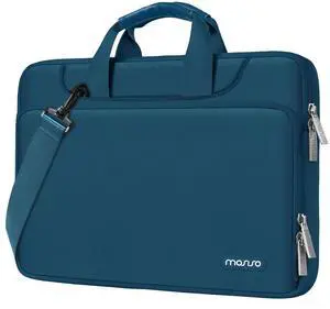 MOSISO 360 Protective Laptop Shoulder Bag Compatible with MacBook Air 15 M4 A3241 M3 A3114 M2 A2941/Pro 16 inch M4 M3 M2 M1, 15-15.6 inch Notebook,Matching Color Sleeve with Belt, Teal Green