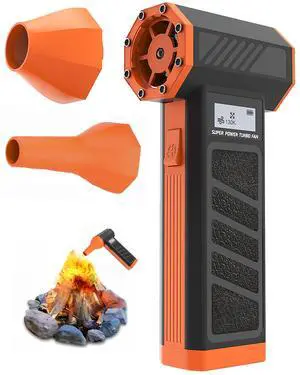 Juyanxy 130000RPM Cordless Electric Air Duster|4-Gear Mini Dust Blower|Built-in LED Light & Display, Compact Compressed Air Duster for Keyboard, PC, House, Outdoor, Car Cleaning (Orange)