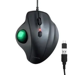 SANWA Wired Ergonomic Trackball Mouse, Optical Vertical Rollerball Mice, Silent Buttons, 34mm Trackball, 600/800/1200/1600 DPI, Compatible with MacBook, Laptop, Computer, Windows, macOS, Green