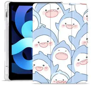 MAYCARI Original Case for iPad Pro 11 Inch 2022/2021/2020 with Pencil Holder, Cartoon Sharks iPad Pro 11 Inch 4th/3rd/2nd Generation Soft TPU Back Protective Cover Shell, Auto Sleep/Wake Slim Shell