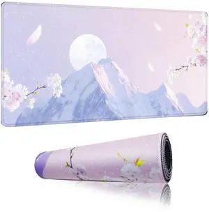 Viorichve Pink Mouse Pad Large XXL Mousepad 34.65" x 15.75" Extended Gaming Desk Pad Laptop Computer Mousepad with Non-Slip Rubber Stitched Edges for Office, Work, Game