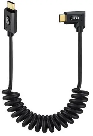 Kework 3.3ft USB 5.0 Type C Coiled Cable, Bidirectional 80Gbps, 240W PD Charging, 16K@60Hz Video, Left Right Angle Male Cord for Thunderbolt 5/4/3, eGPUs, Razer Blade, Support Dual 8K@144Hz Monitor