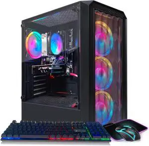 STGAubron Gaming PC Computer Desktop, Intel 10th Gen G5905 3.5GHz, Radeon RX 5600XT 6G, 16GB DDR4, 1T SSD, 600M WiFi, BT 5.0, RGB Fan x4, Windows 11 Home
