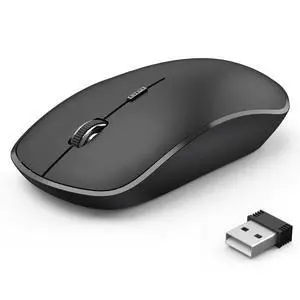 JOYACCESS Wireless Mouse, 2.4G Portable Slim Silent Computer Mouse Wireless with USB Nano Receiver, 2400 DPI, for Notebook, Laptop, PC - Black