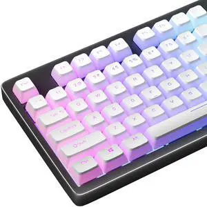White Pudding PBT Doubleshot Shine-Through Keyboard Keycaps - Silent Mechanical Keyboard & Gaming Setup Accessories (135 Keys) - OEM Profile Universal Fit