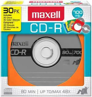 Maxell CDR 30 Pack, 700MB with 80 Minutes of Recording Time, 648451
