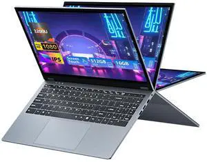 Tunhail 15.6 inch 2 in 1 Laptop, Touchscreen Laptop Ryzen R3-3200U (up to 3.5 GHz), Laptop 16GB RAM 512GB SSD, 1920X1080 FHD, WiFi 5 BT5.1 Backlit Keyboard, 360° Rotating Touch Screen