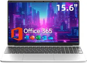 15.6 Inch Laptop with Office 365, 4GB RAM, 128GB Storage Expandable 1TB, 5205U Processor, HD Display, Windows 11 Laptops Computer, Wi-Fi 5, BT4.2, Numpad, Type-C, for Business and Students.