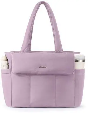 LOVEVOOK Laptop Bag for Women, 15.6 Inch Puffer Multiple Pockets Work Tote Bags Large Computer Bag Purse for Teacher Nurse, Quilted Lightweight Casual Shoulder Bag for Travel, Daily